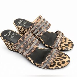 Impo Noreen Leopard Print Stretch Wedge Sandals Memory Foam Size 8M NEW No Tags